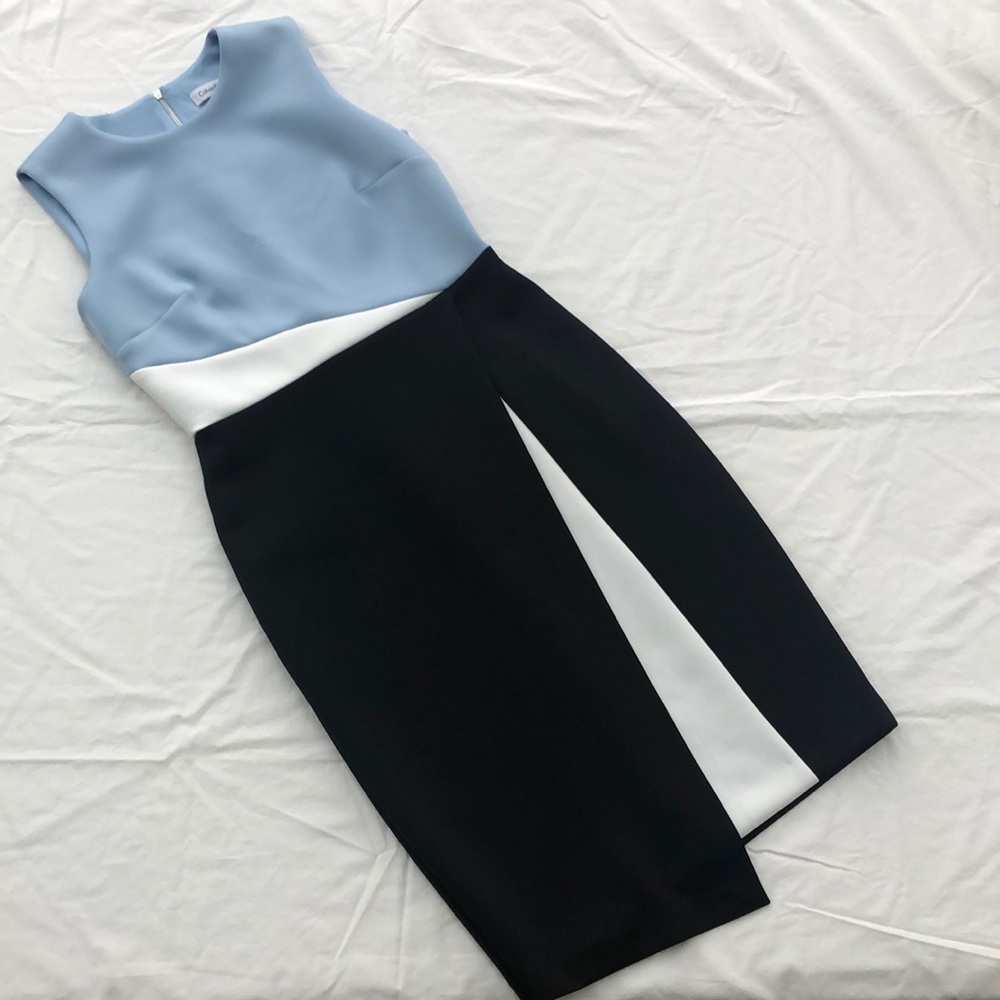 Calvin Klein Asymmetrical Lined Dress